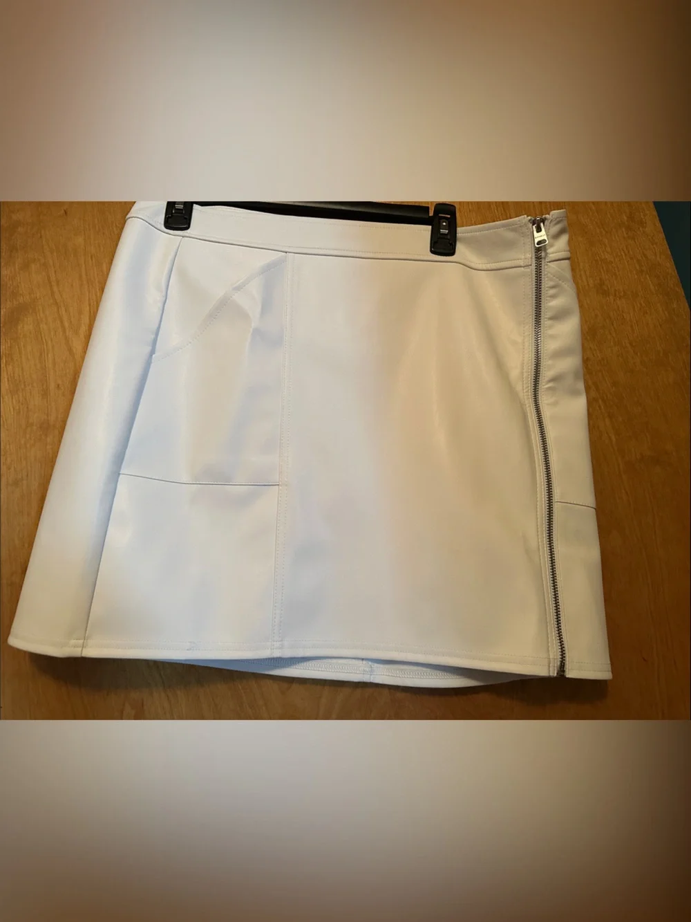 Express Women’s White Faux Leather Asymmetrical Zip Skirt NWT- Size 14